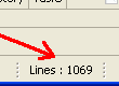 Line counter in status bar